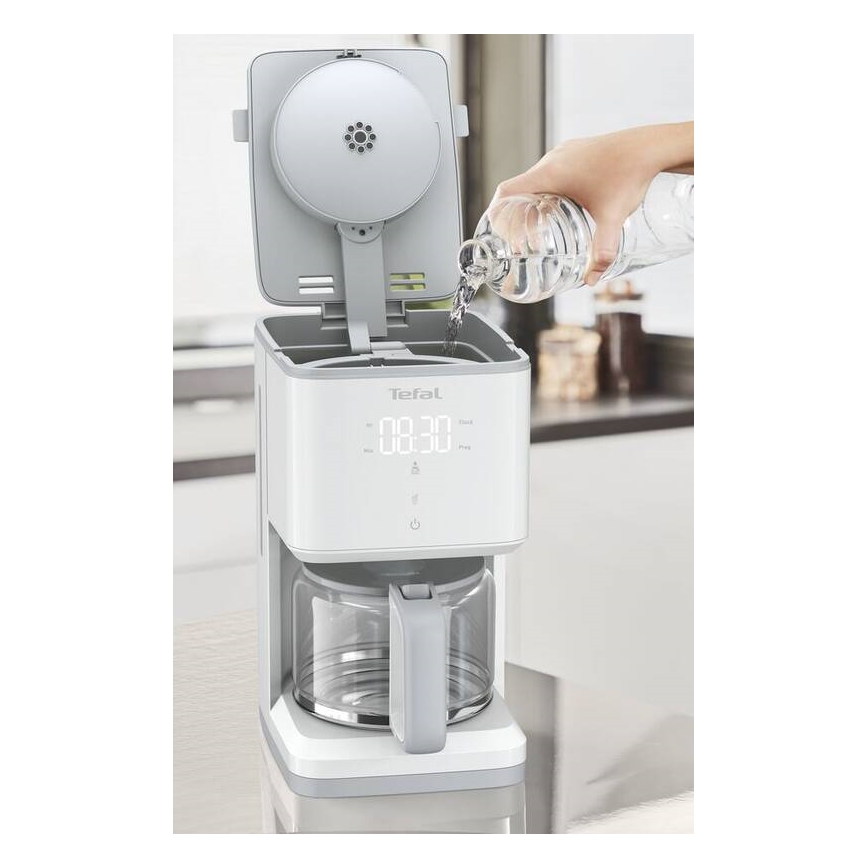 Tefal - Prekvapkávajúci kávovar s LCD displejom SENSE 1000W/230V biela