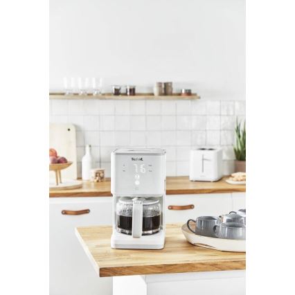 Tefal - Prekvapkávajúci kávovar s LCD displejom SENSE 1000W/230V biela