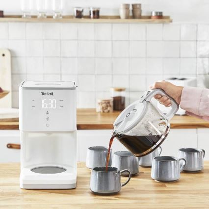 Tefal - Prekvapkávajúci kávovar s LCD displejom SENSE 1000W/230V biela