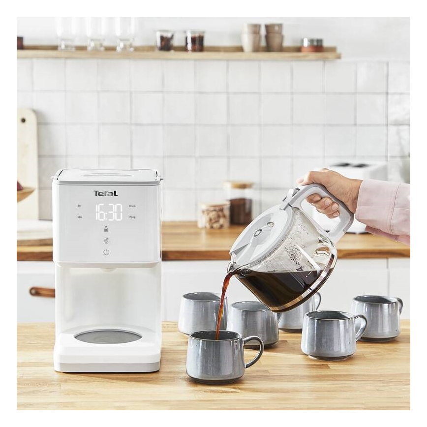 Tefal - Prekvapkávajúci kávovar s LCD displejom SENSE 1000W/230V biela