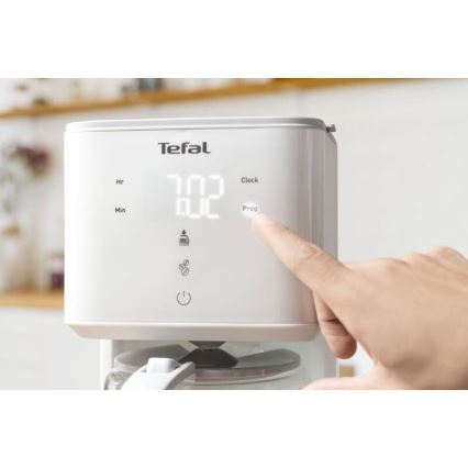 Tefal - Prekvapkávajúci kávovar s LCD displejom SENSE 1000W/230V biela
