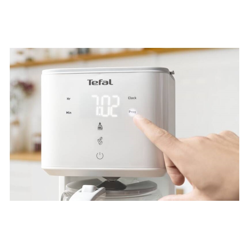 Tefal - Prekvapkávajúci kávovar s LCD displejom SENSE 1000W/230V biela