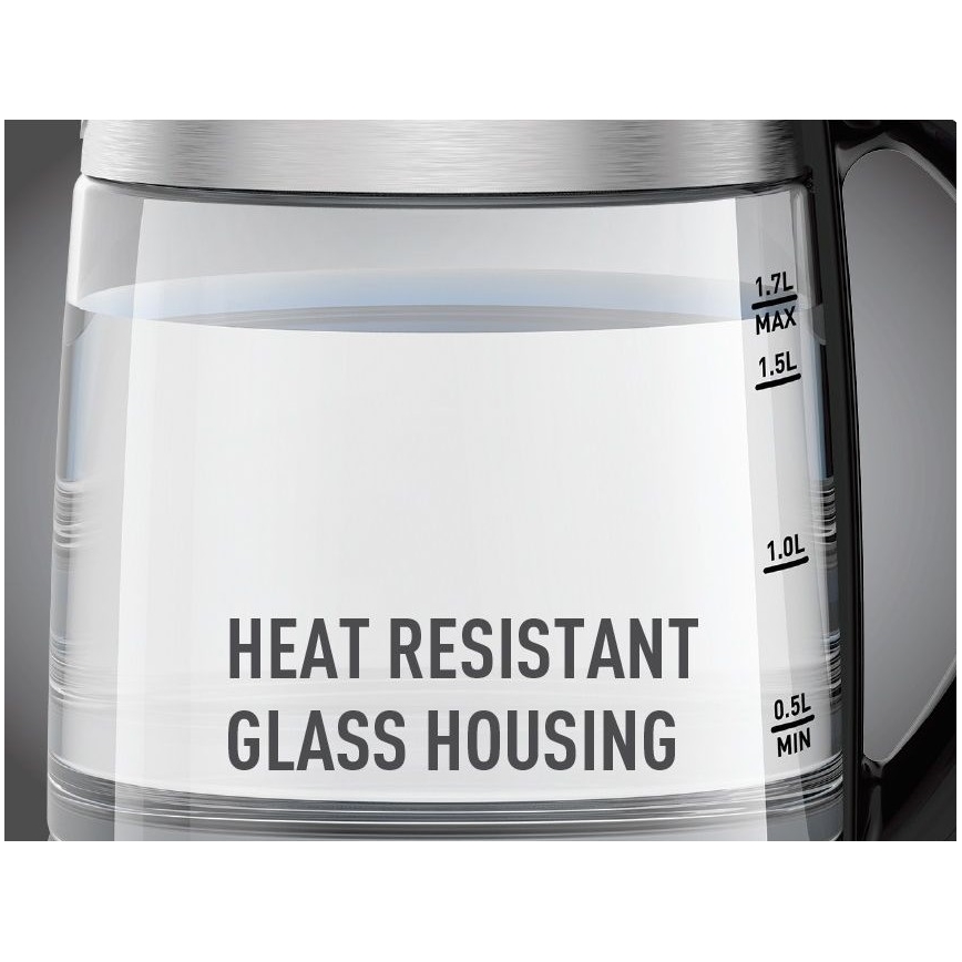 Tefal - Rýchlovarná kanvica GLASS 1,7 l  2200W/230V matný chróm