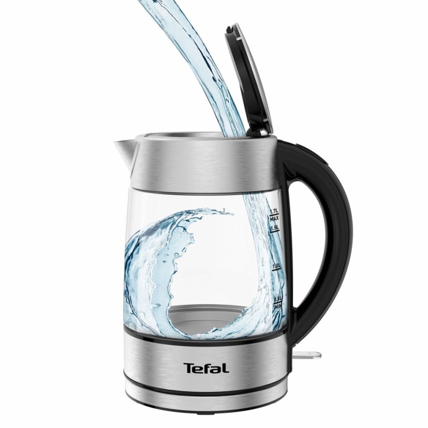 Tefal - Rýchlovarná kanvica GLASS 1,7 l  2200W/230V matný chróm