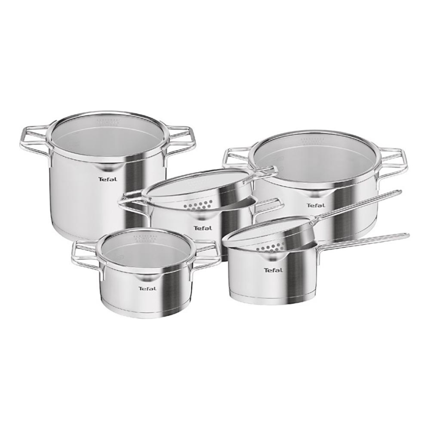 Tefal - Sada hrncov 10 ks NORDICA z nehrdzavejúcej ocele