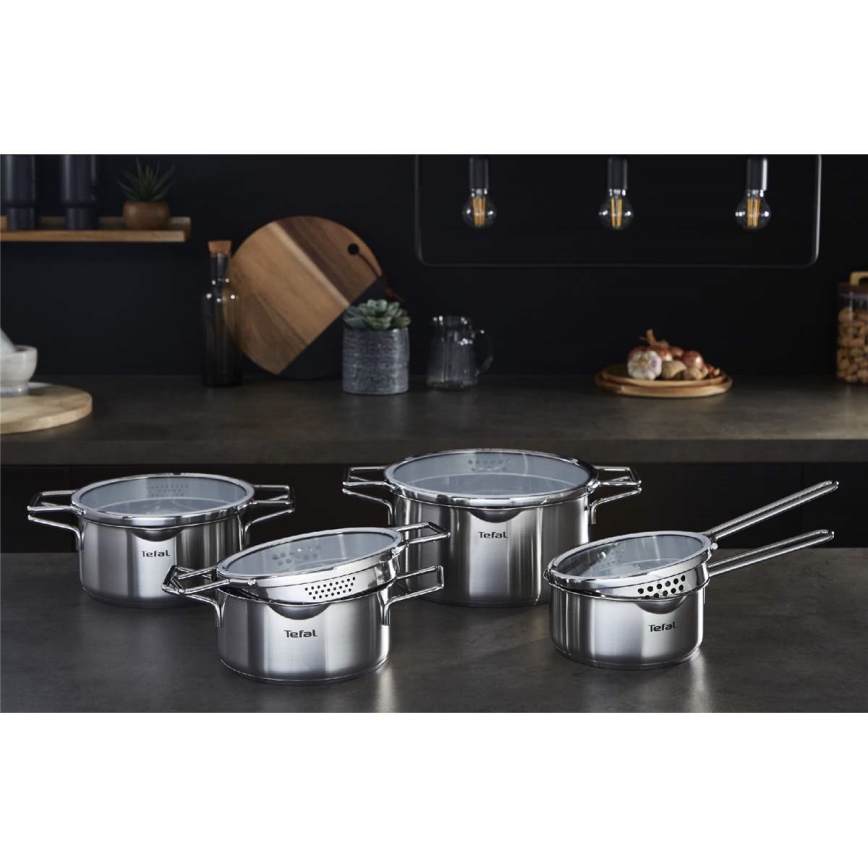 Tefal - Sada hrncov 10 ks NORDICA z nehrdzavejúcej ocele