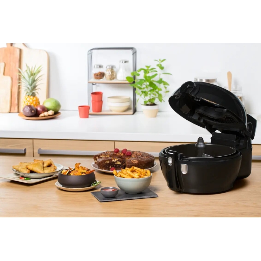 Tefal - Teplovzdušná fritéza ACTIFRY GENIUS DUAL MOTION 1,2l 1350W/230V čierna