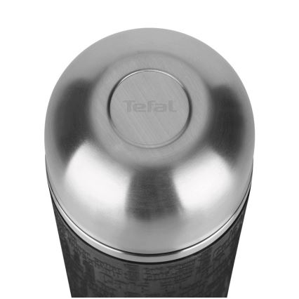 Tefal - Termoska s hrnčekom 1 l SENATOR nerez/čierna