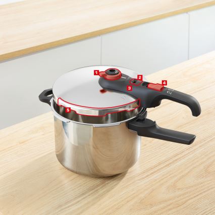 Tefal - tlakový hrniec 6 l SECURE TRENDY + 5-dielna sada INGENIO EMOTION