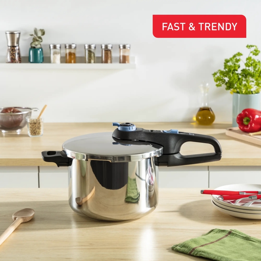 Tefal - Tlakový hrniec 6 l SECURE TRENDY nerez