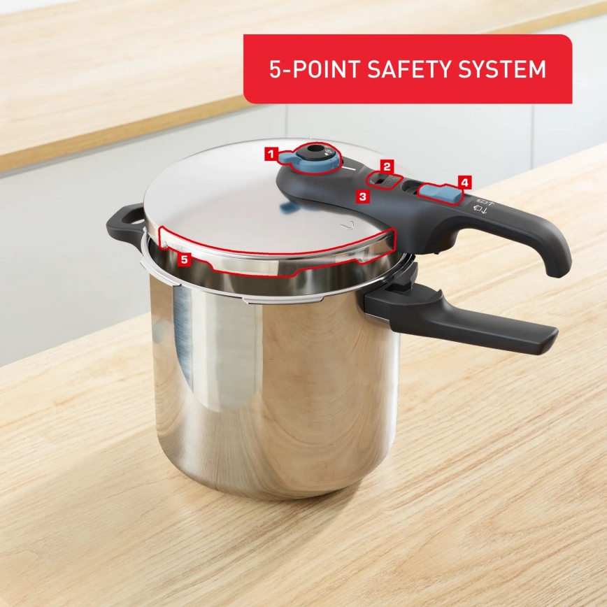 Tefal - Tlakový hrniec 8 l SECURE TRENDY nerez