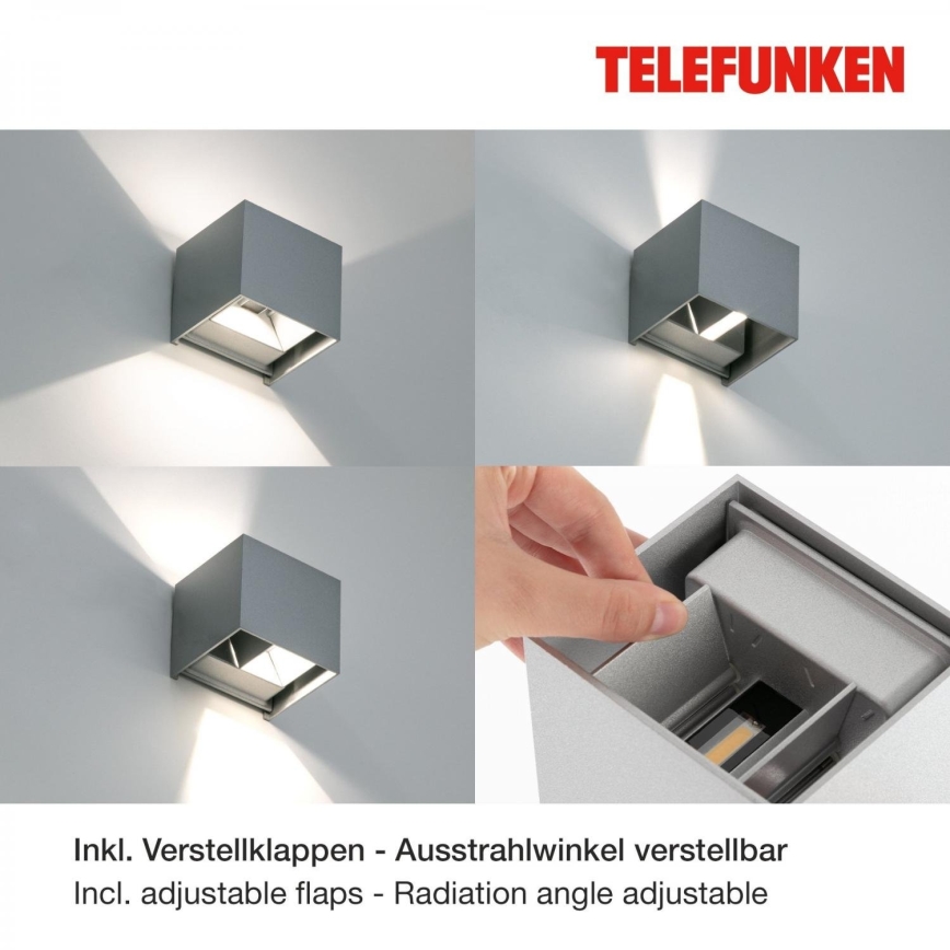 Telefunken 303404TF - LED vonkajšie nástenné svietidlo LED/7W/230V IP44 strieborné