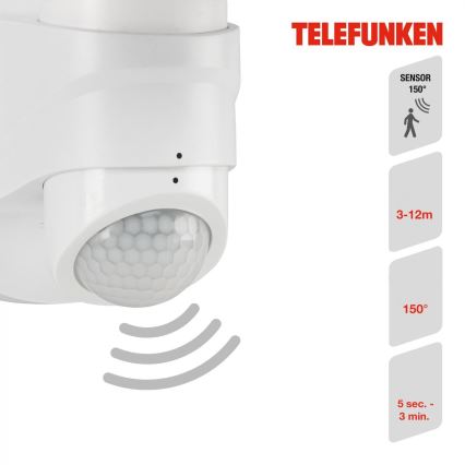 Telefunken 304306TF - LED Vonkajšie nástenné svietidlo so senzorom LED/16W/230V IP44 biela