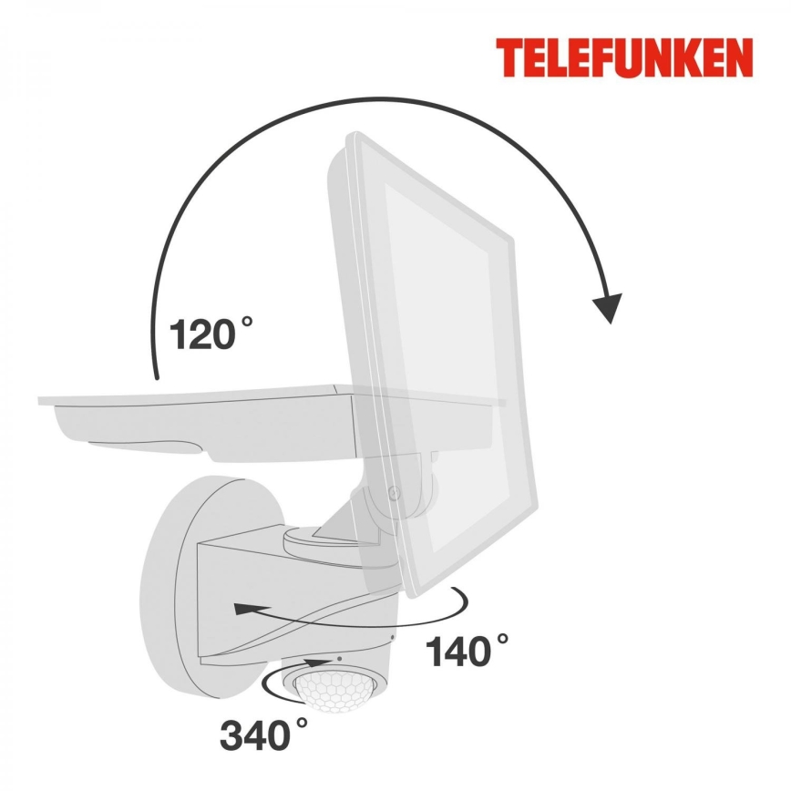 Telefunken 304406TF - LED Vonkajší nástenný reflektor so senzorom LED/20W/230V IP44