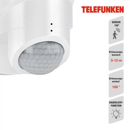 Telefunken 304406TF - LED Vonkajší nástenný reflektor so senzorom LED/20W/230V IP44