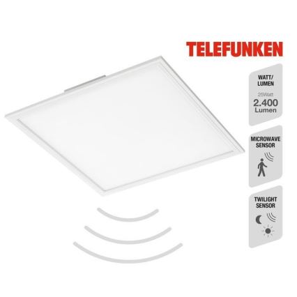 Telefunken 308806TF - LED Prisadený panel so senzorom LED/25W/230V 4000K