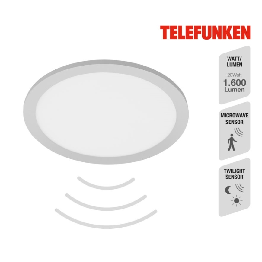 Telefunken 309004TF - LED Stropné svietidlo so senzorom LED/20W/230V