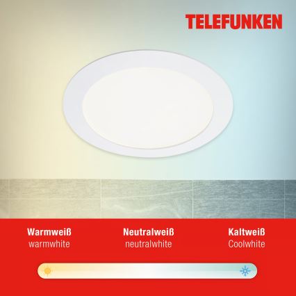 Telefunken 309406TF - LED RGBW Stmievateľné zapustené stropné svietidlo FRAME LED/12W/230V 2700-6500K Wi-Fi Tuya biela