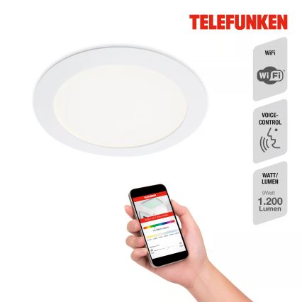Telefunken 309406TF - LED RGBW Stmievateľné zapustené stropné svietidlo FRAME LED/12W/230V 2700-6500K Wi-Fi Tuya biela
