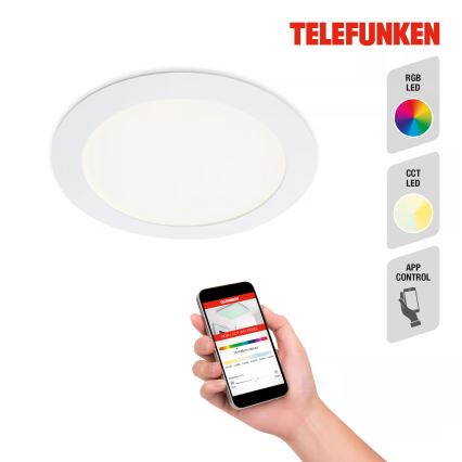 Telefunken 309406TF - LED RGBW Stmievateľné zapustené stropné svietidlo FRAME LED/12W/230V 2700-6500K Wi-Fi Tuya biela