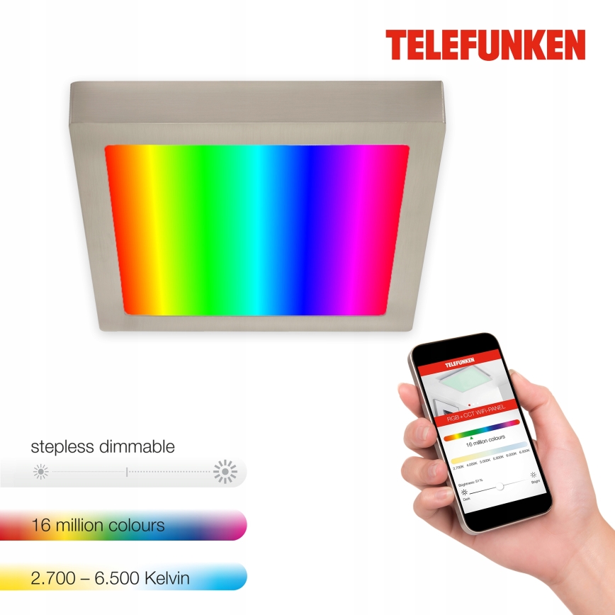 Telefunken 309602TF - LED RGBW Stmievateľné stropné svietidlo LED/18W/230V 2700-6500K Wi-Fi Tuya