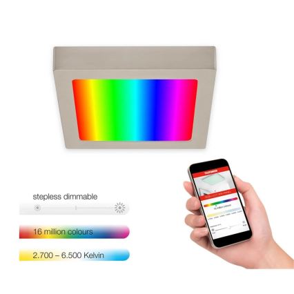 Telefunken 309702TF - LED RGB Stmievateľné stropné svietidlo LED/23W/230V 2700-6500 Wi-Fi Tuya matný chróm