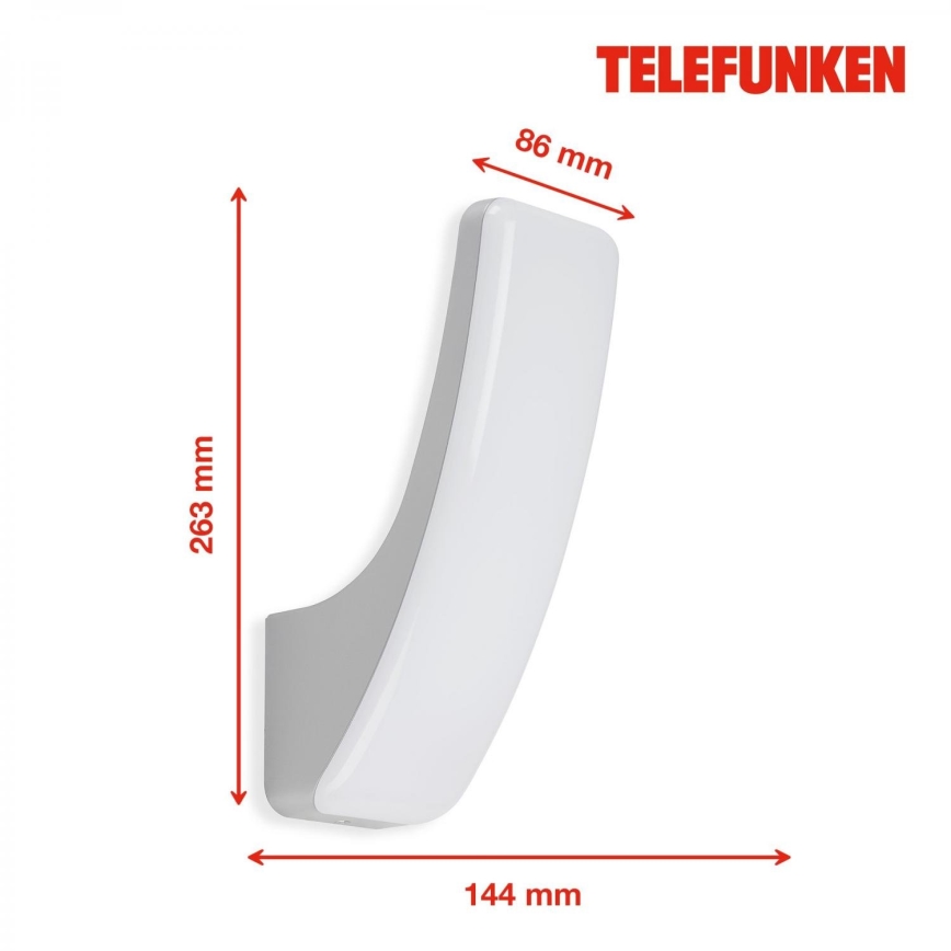 Telefunken 311604TF - LED Vonkajšie nástenné svietidlo LED/15W/230V IP44 strieborná