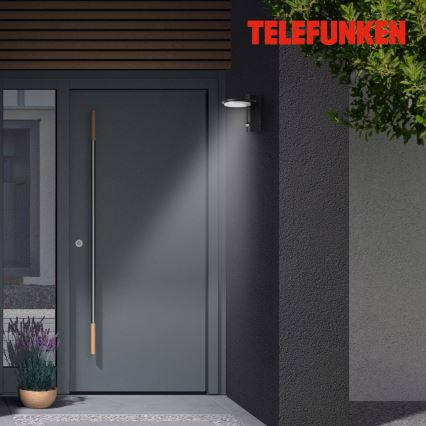 Telefunken 312505TF-LED Vonkajšie nástenné svietidlo so senzorom LED/10W/230V IP44 čierna