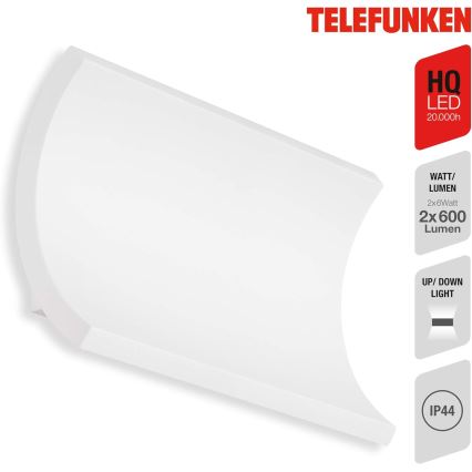 Telefunken 312806TF - LED Vonkajšie nástenné svietidlo 2xLED/6W/230V IP44 biela