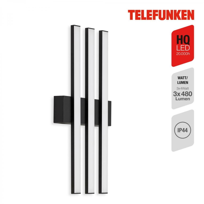 Telefunken 313105TF - LED Vonkajšie nástenné svietidlo 3xLED/4W/230V IP44