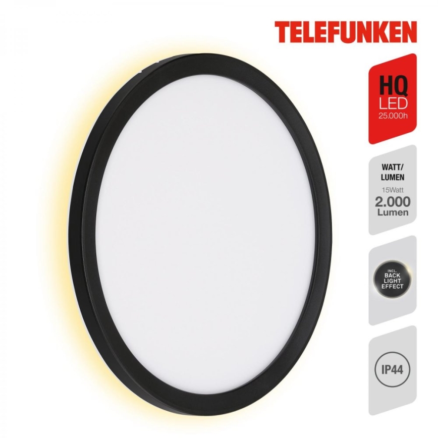 Telefunken 313405TF - vonkajšie nástenné LED svietidlo LED/15W/230V IP44 čierne