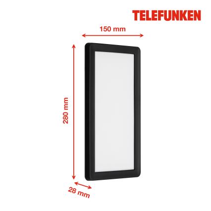 Telefunken 313605TF - LED Vonkajšie nástenné svietidlo LED/16W/230V IP44 čierna