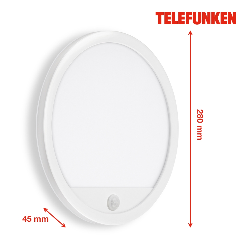 Telefunken 313706TF - LED Vonkajšie nástenné svietidlo so senzorom LED/15W/230V IP44 biela