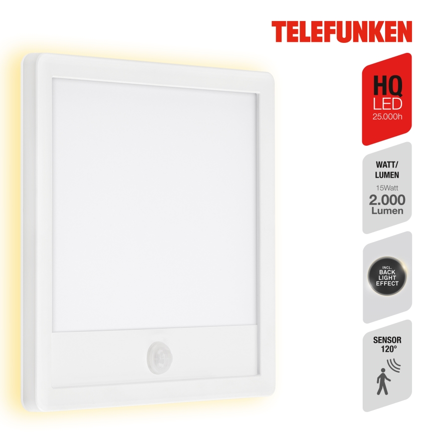 Telefunken 313806TF - LED Vonkajšie nástenné svietidlo so senzorom LED/15W/230V IP44