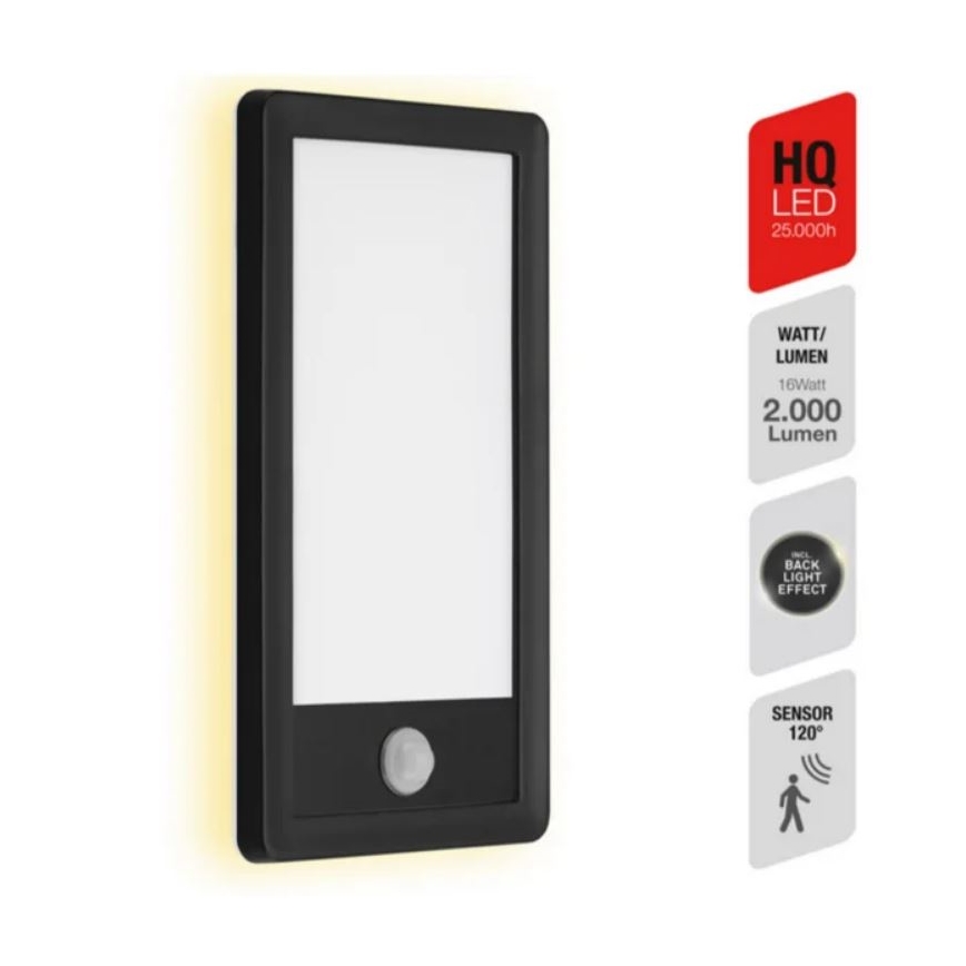 Telefunken 313905TF -LED Vonkajšie nástenné svietidlo so senzorom LED/16W/230V IP44