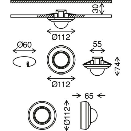 Telefunken 314706TF - Vonkajší senzor pohybu 360° IP44 biela