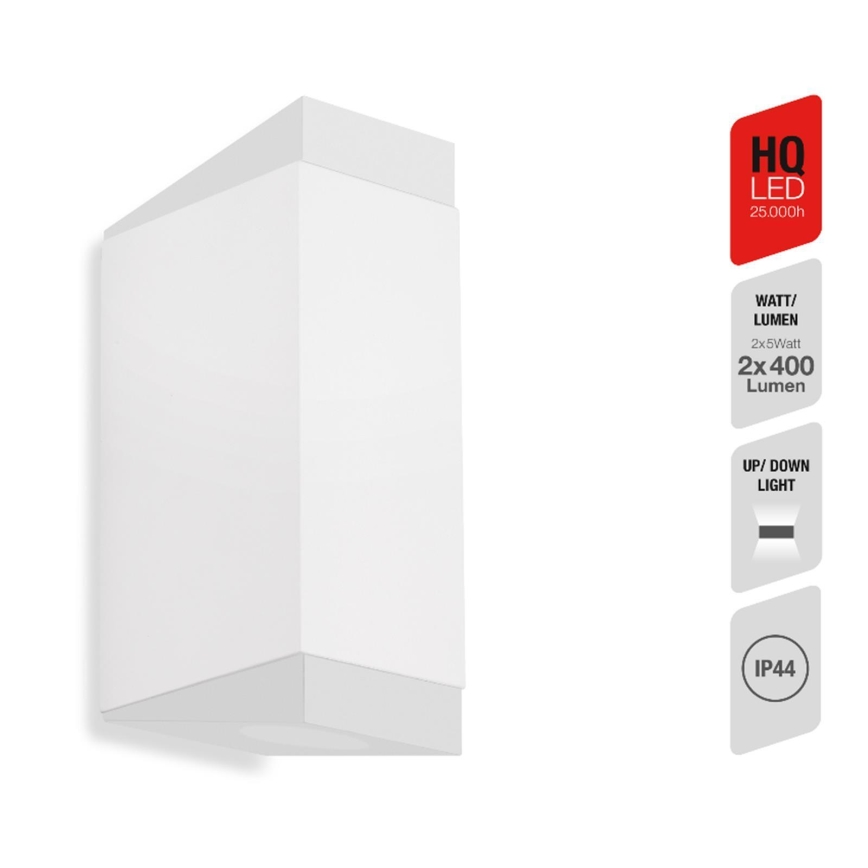 Telefunken 315006TF - LED Vonkajšie nástenné svietidlo 2xGU10/5W/230V IP44 biela