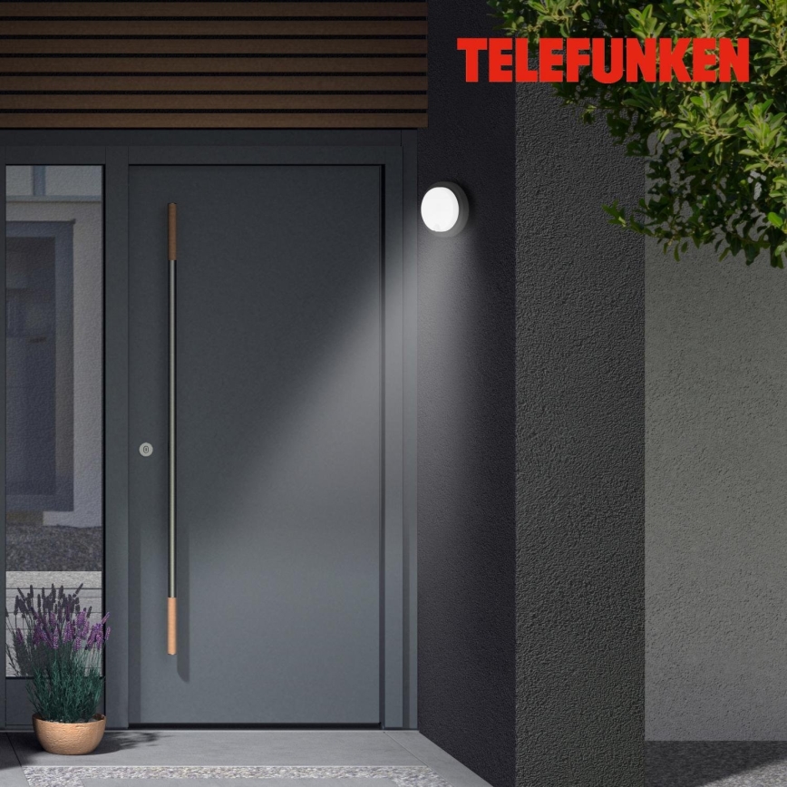 Telefunken 315305TF - LED Vonkajšie nástenné svietidlo so senzorom LED/12W/230V IP44 čierna