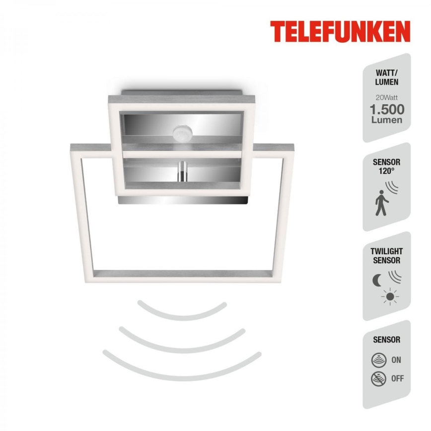 Telefunken 318608TF - LED Stropné svietidlo so senzorom FRAME LED/17W/230V 3000K matný chróm