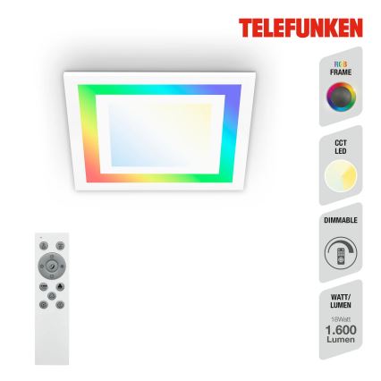 Telefunken 318706TF - LED RGBW Stmievateľný panel LED/18W/230V 3000-6500K + diaľkové ovládanie