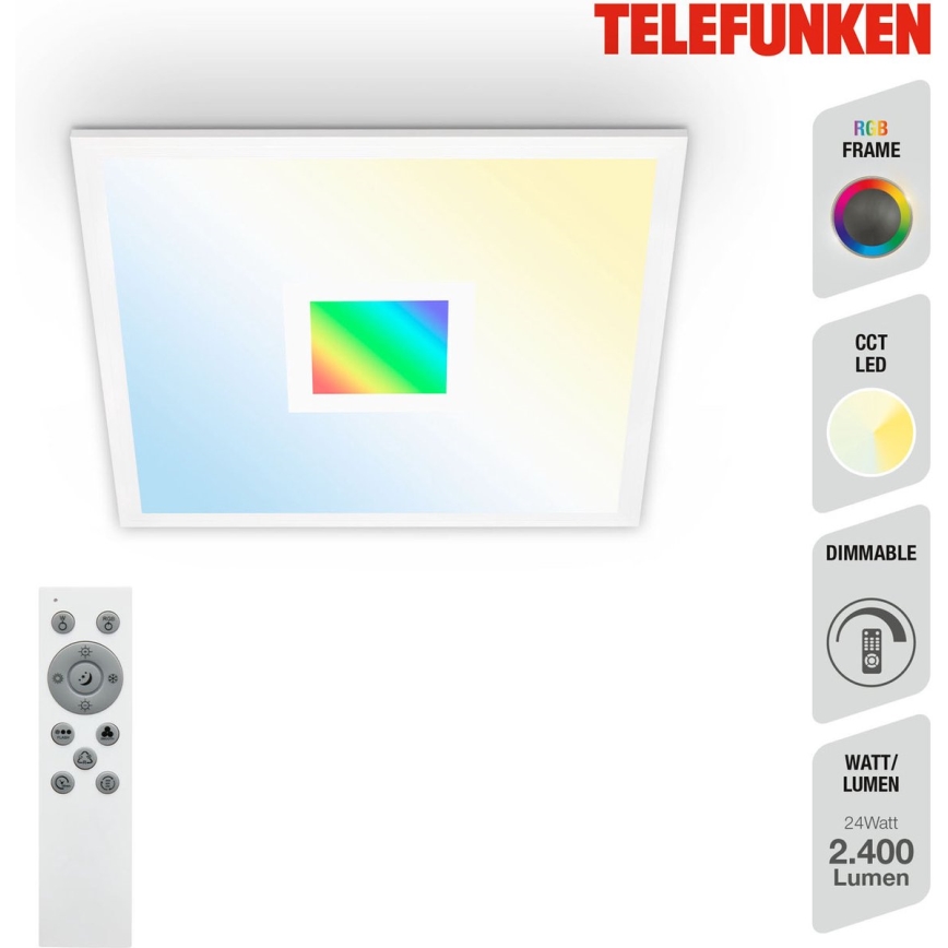 Telefunken 319106TF - LED RGBW Stmievateľné stropné svietidlo LED/24W/230V 2700-6500K biela + diaľkové ovládanie