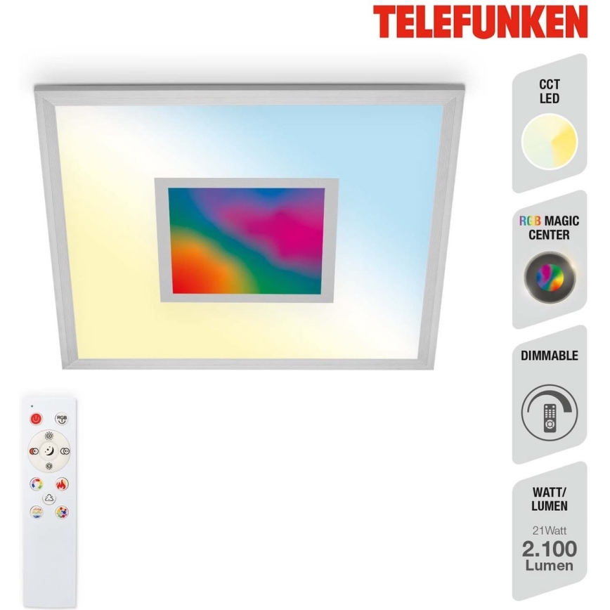Telefunken 319704TF - LED RGB Stmievateľné stropné svietidlo LED/24W/230V 3000-6500K + diaľkové ovládanie