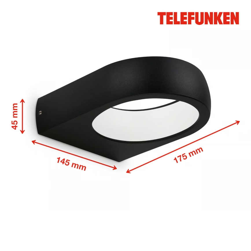 Telefunken 320205TF - LED vonkajšie nástenné svietidlo LED/7,5W/230V IP44 čierne
