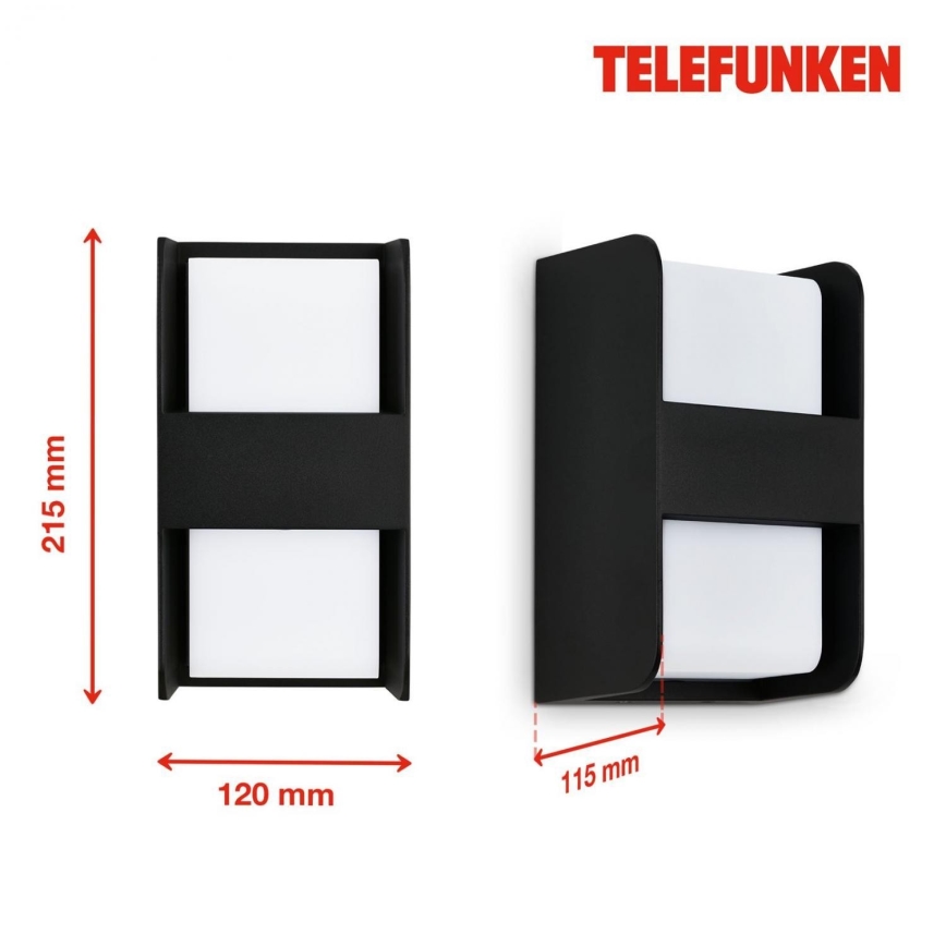 Telefunken 321005TF - Vonkajšie nástenné svietidlo 1xE27/12W/230V IP44 čierna