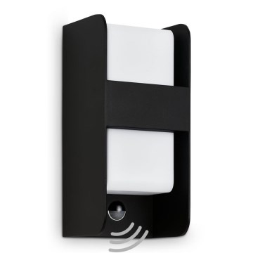 Telefunken 321105TF - Vonkajšie nástenné svietidlo so senzorom 1xE27/12W/230V IP44 čierna
