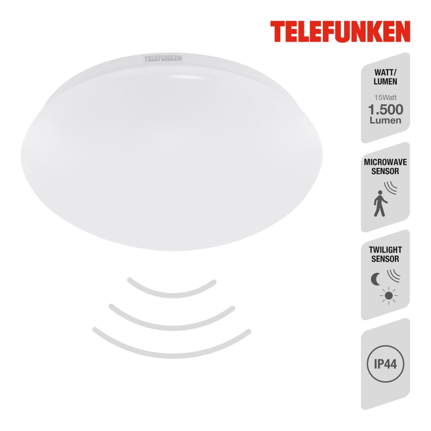 Telefunken 602006TF - LED Kúpeľňové stropné svietidlo so senzorom LED/15W/230V IP44 4000K
