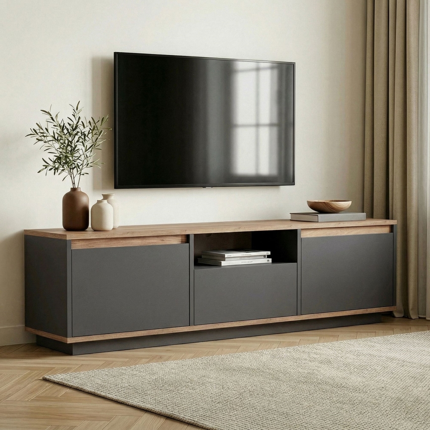 Televízny stolík KREDE 160x30 cm antracit/borovica
