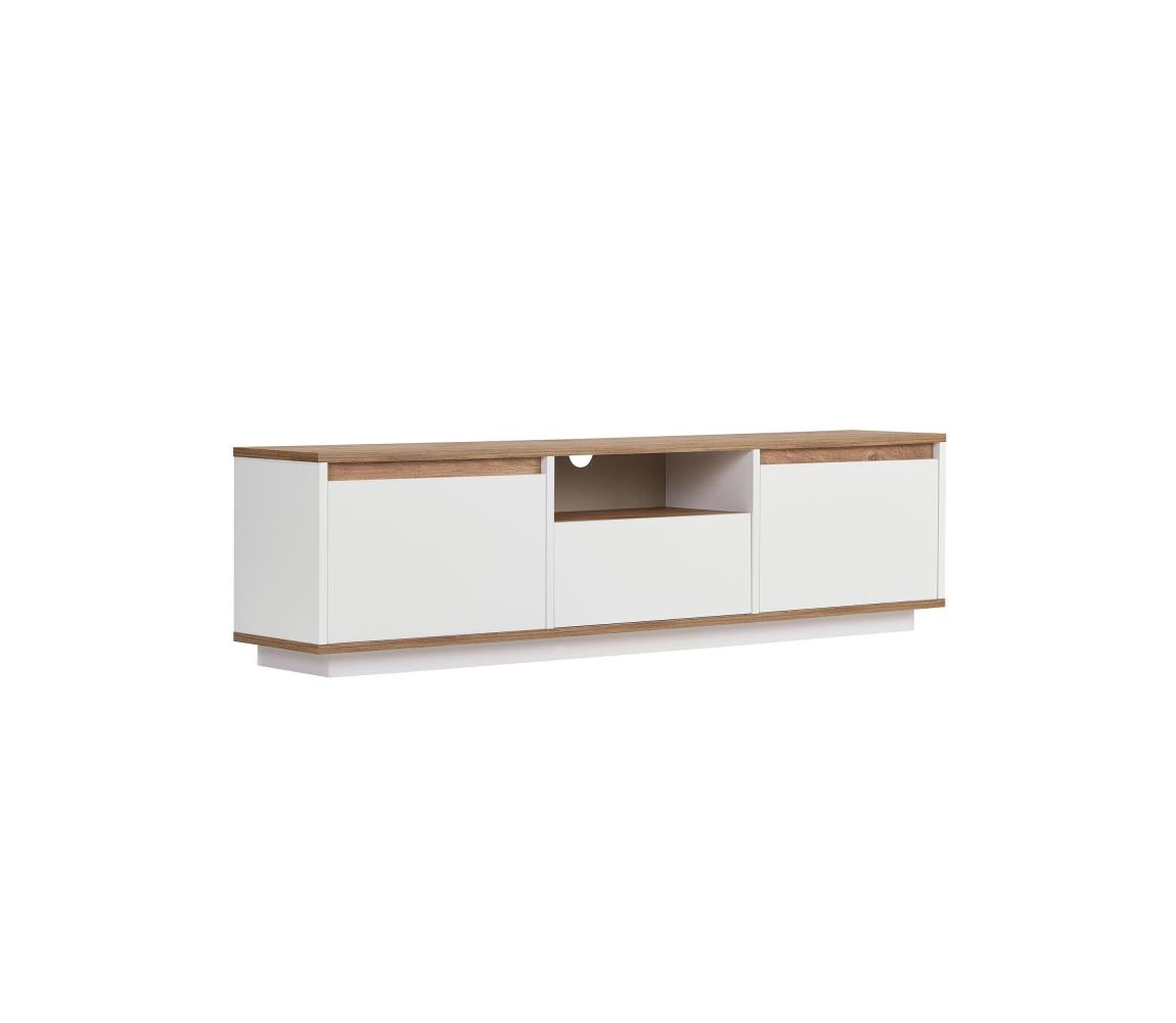 Televízny stolík KREDE 160x30 cm biela/borovica 467NRD1117