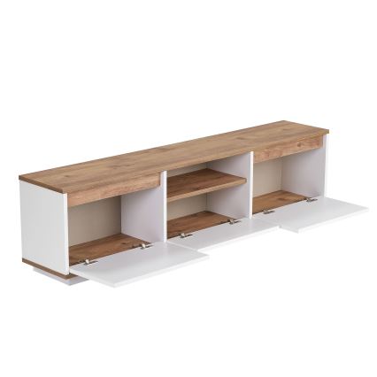 Televízny stolík KREDE 160x30 cm biela/borovica