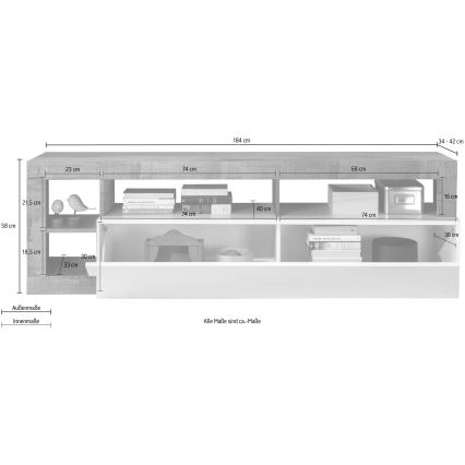 Televízny stolík LENOR biely/hnedý